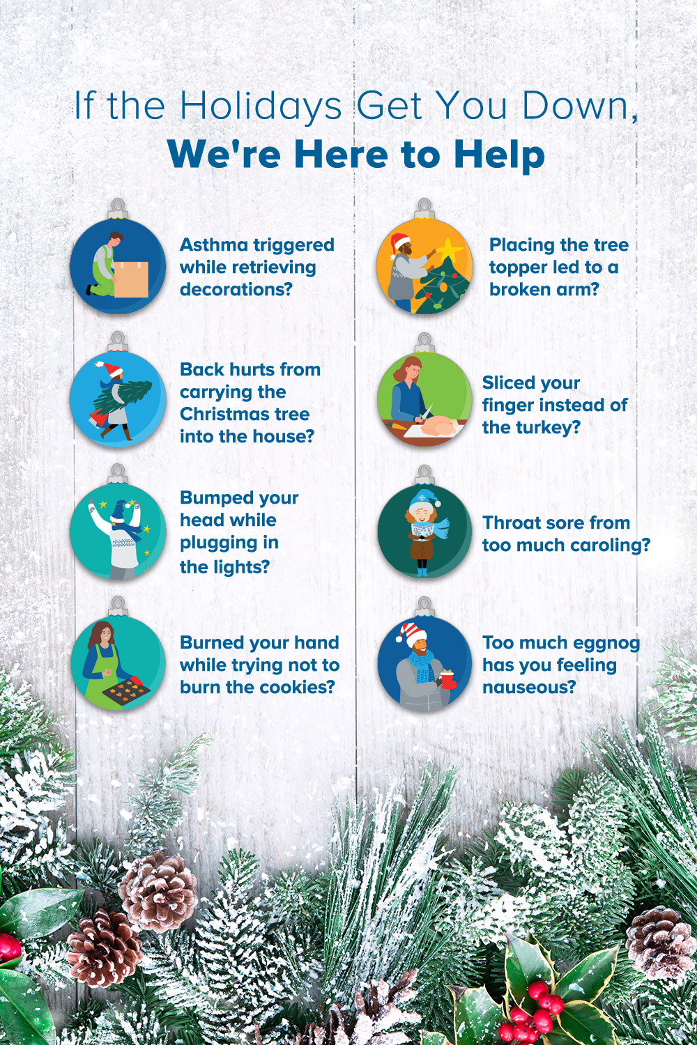 Socialpostphoto3 Central Florida Lifestyle AdventHealth Graphic labeled if the holidays get you down we're here to help.