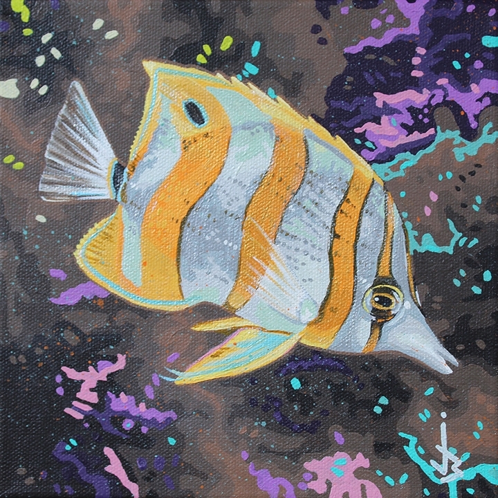 JessBriceCopperbandButterflyfishAcrylicPainting8x8 Central Florida Lifestyle