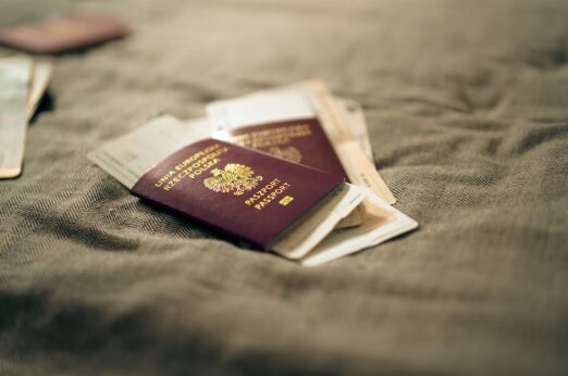 Snowbird documents and passport during cross-border seasonal planning